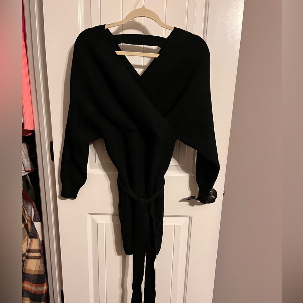 V-Neck Sweater Dress